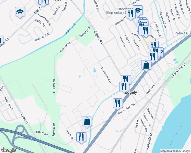 map of restaurants, bars, coffee shops, grocery stores, and more near 1901-2099 Hartel Ave in Levittown