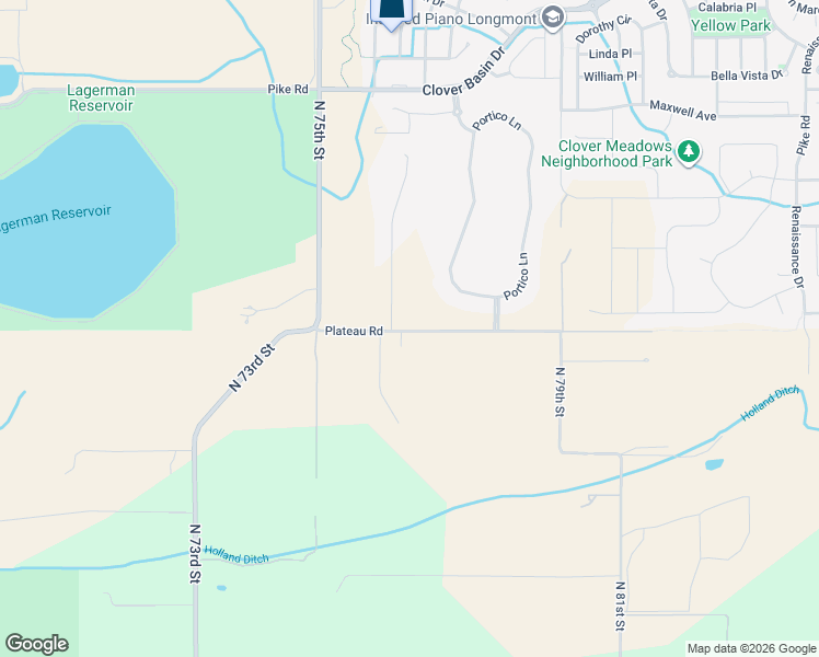 map of restaurants, bars, coffee shops, grocery stores, and more near 7901 Plateau Road in Longmont