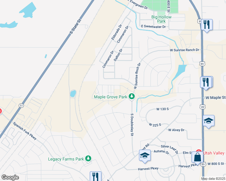 map of restaurants, bars, coffee shops, grocery stores, and more near 196 Santa Fe Dr in Springville