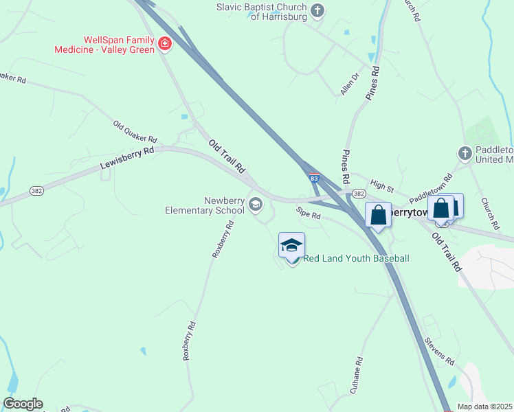 map of restaurants, bars, coffee shops, grocery stores, and more near 2055 Old Trail Road in Goldsboro
