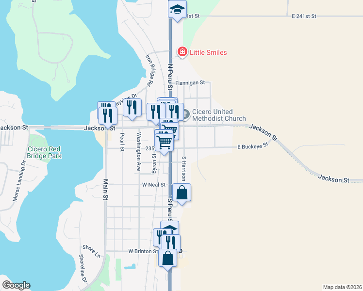 map of restaurants, bars, coffee shops, grocery stores, and more near 99 State Route 19 in Cicero
