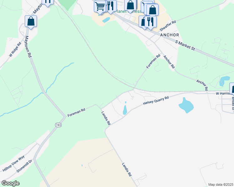map of restaurants, bars, coffee shops, grocery stores, and more near 140 Foreman Road in Elizabethtown