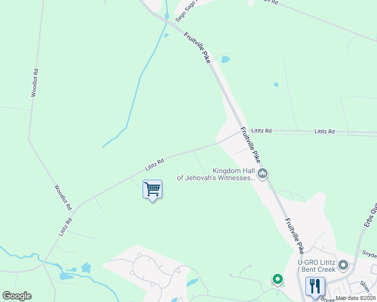 map of restaurants, bars, coffee shops, grocery stores, and more near 435 Lititz Road in Manheim