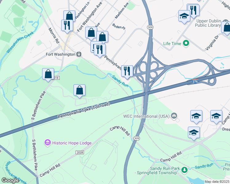 map of restaurants, bars, coffee shops, grocery stores, and more near 476 Fort Hill Circle in Fort Washington