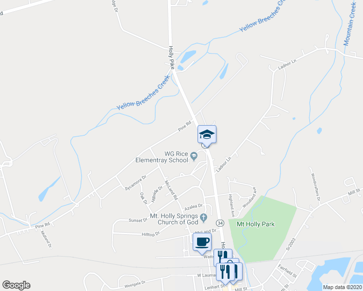 map of restaurants, bars, coffee shops, grocery stores, and more near 601 Pine Road in Carlisle