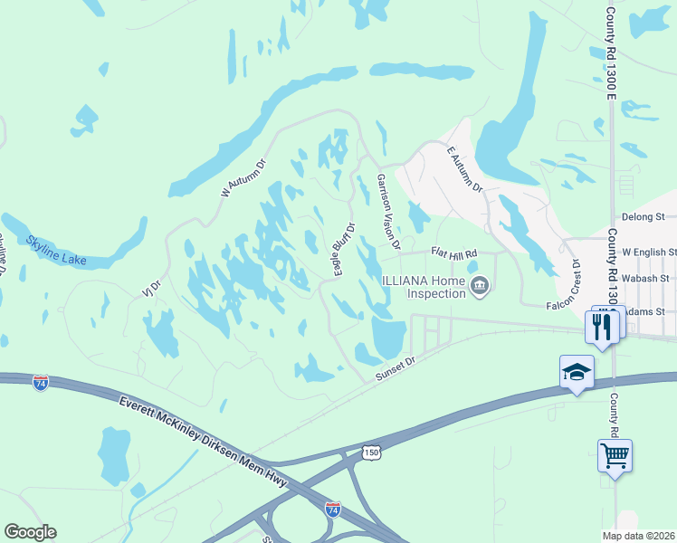 map of restaurants, bars, coffee shops, grocery stores, and more near 313 Eagle Bluff Drive in Oakwood