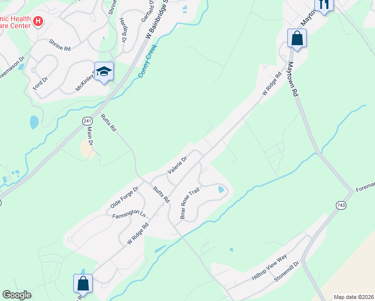 map of restaurants, bars, coffee shops, grocery stores, and more near 42 Valerie Drive in Elizabethtown