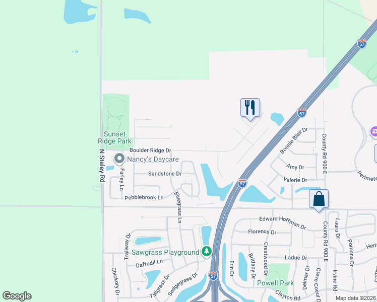 map of restaurants, bars, coffee shops, grocery stores, and more near 3716 Lighthouse Pointe in Champaign