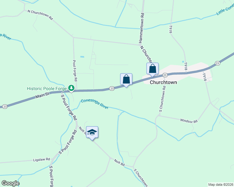 map of restaurants, bars, coffee shops, grocery stores, and more near 2000 Main St in Narvon