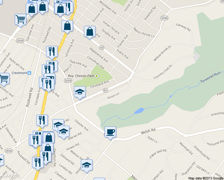 map of restaurants, bars, coffee shops, grocery stores, and more near 1867 Edge Hill Road in Abington