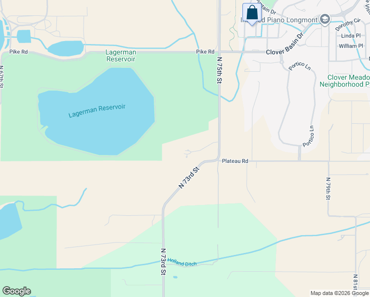map of restaurants, bars, coffee shops, grocery stores, and more near 7412 Deerfield Road in Longmont