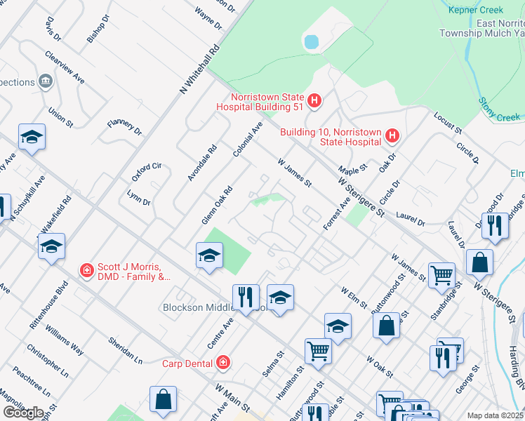 map of restaurants, bars, coffee shops, grocery stores, and more near 612 Glen Lane in Eagleville
