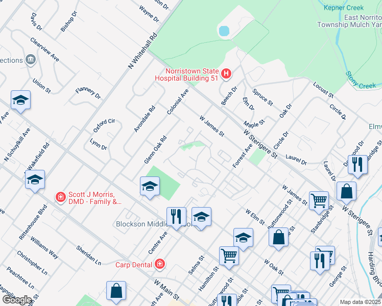 map of restaurants, bars, coffee shops, grocery stores, and more near in Montgomery County
