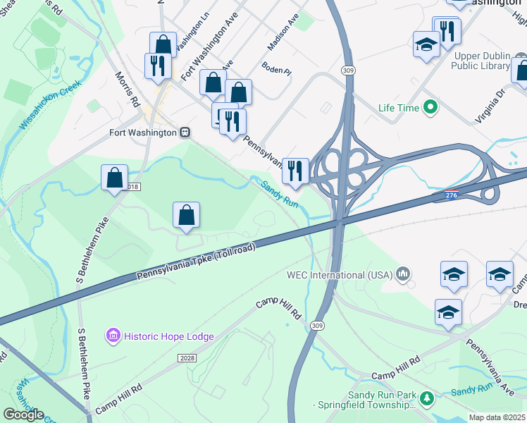 map of restaurants, bars, coffee shops, grocery stores, and more near 437 Fort Hill Circle in Fort Washington