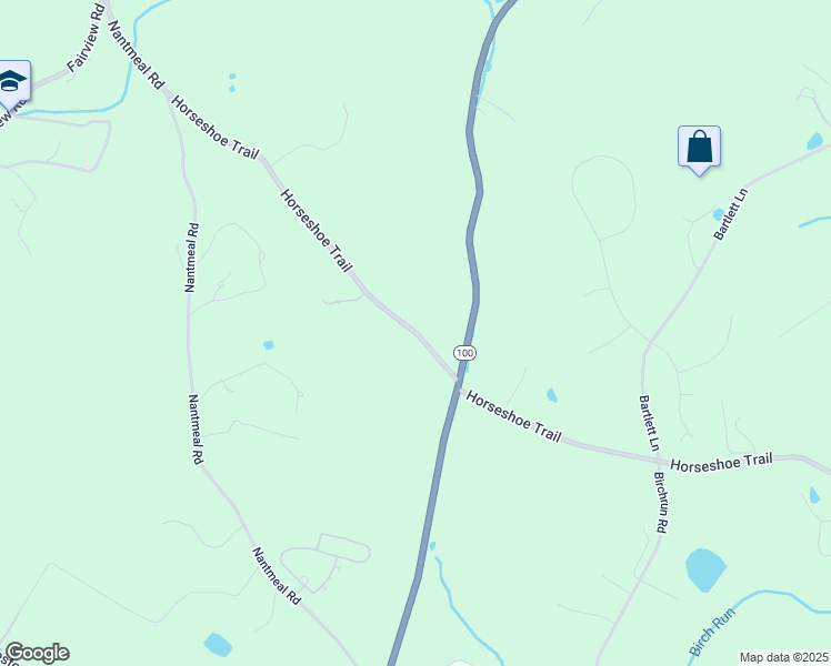 map of restaurants, bars, coffee shops, grocery stores, and more near 3095 Horseshoe Trail in Glenmoore