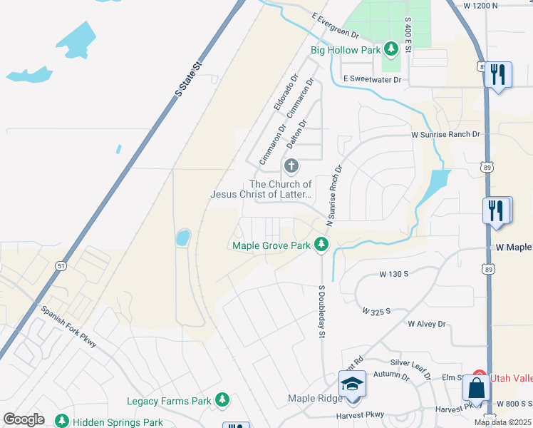 map of restaurants, bars, coffee shops, grocery stores, and more near 2652 West Maple Street in Mapleton