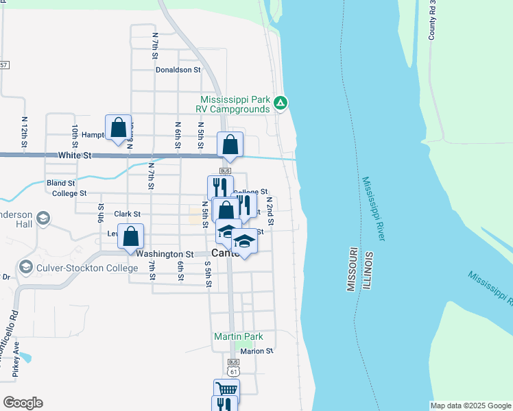 map of restaurants, bars, coffee shops, grocery stores, and more near 101-199 North 2nd Street in Canton