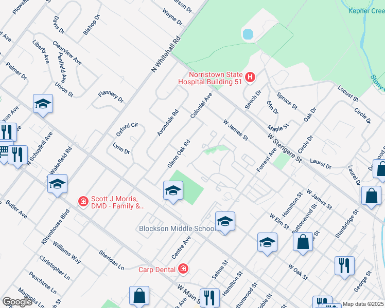 map of restaurants, bars, coffee shops, grocery stores, and more near 132 Glenn Oak Road in Eagleville