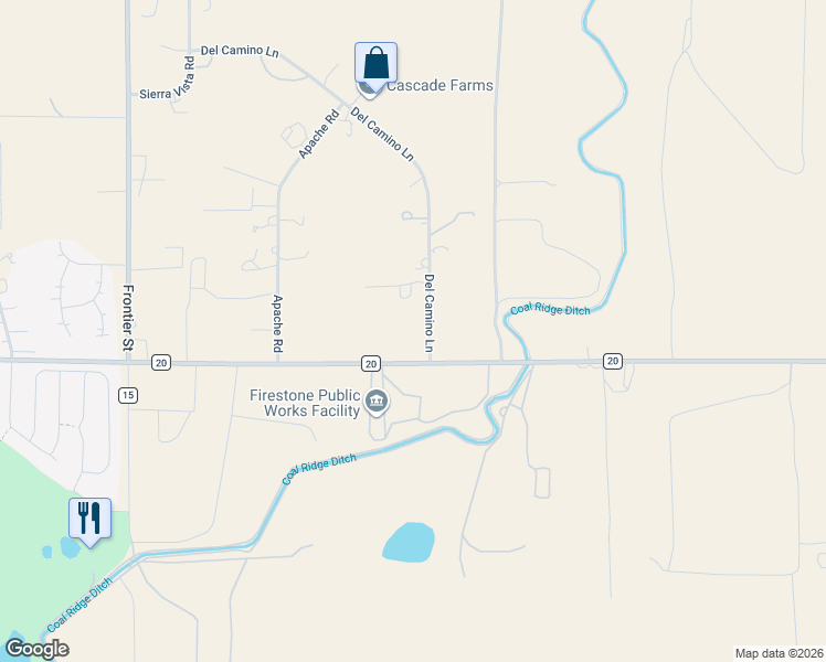 map of restaurants, bars, coffee shops, grocery stores, and more near 9055 Del Camino Lane in Longmont
