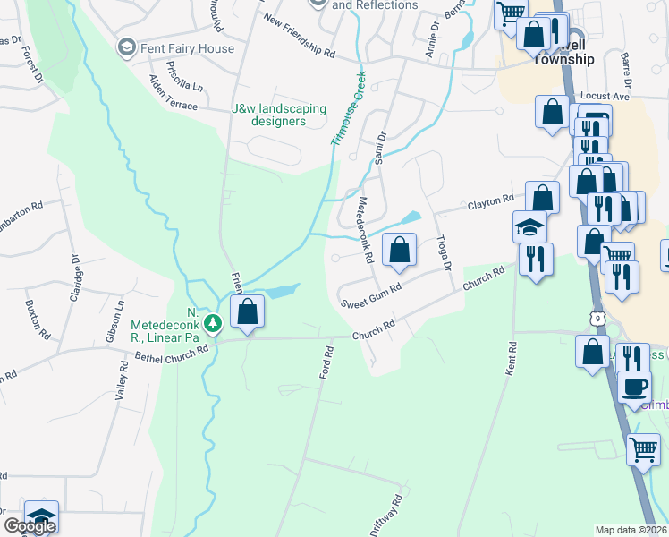 map of restaurants, bars, coffee shops, grocery stores, and more near 14 Hawk Court in Howell Township