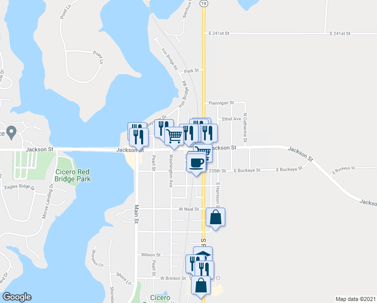 map of restaurants, bars, coffee shops, grocery stores, and more near 64 West Jackson Street in Cicero