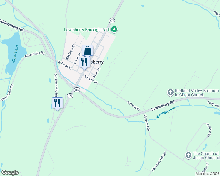 map of restaurants, bars, coffee shops, grocery stores, and more near 360 South Front Street in York Haven