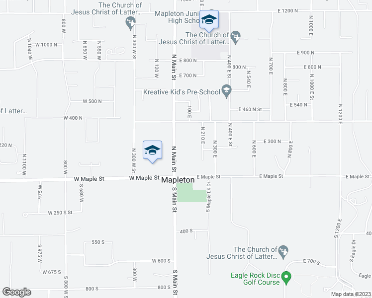 map of restaurants, bars, coffee shops, grocery stores, and more near 194 North Main Street in Mapleton