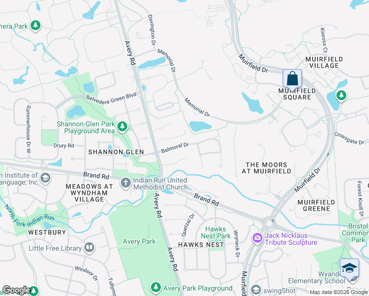 map of restaurants, bars, coffee shops, grocery stores, and more near 6209 Balmoral Drive in Dublin