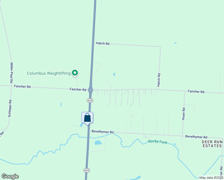 map of restaurants, bars, coffee shops, grocery stores, and more near Fancher Road in Westerville