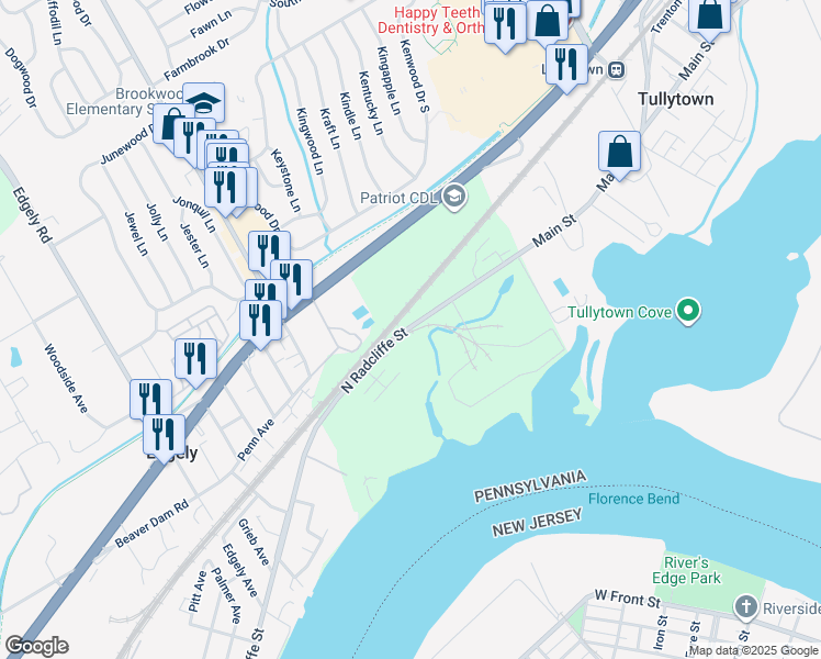 map of restaurants, bars, coffee shops, grocery stores, and more near 7906-8094 North Radcliffe Street in Bristol