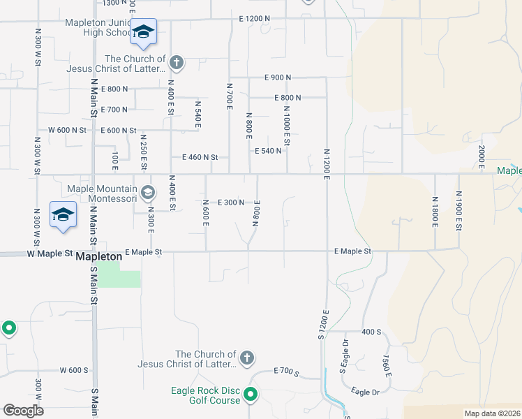map of restaurants, bars, coffee shops, grocery stores, and more near 288 North 800 East in Mapleton