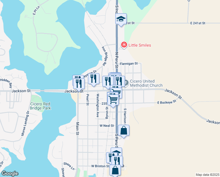 map of restaurants, bars, coffee shops, grocery stores, and more near 64 West Jackson Street in Cicero