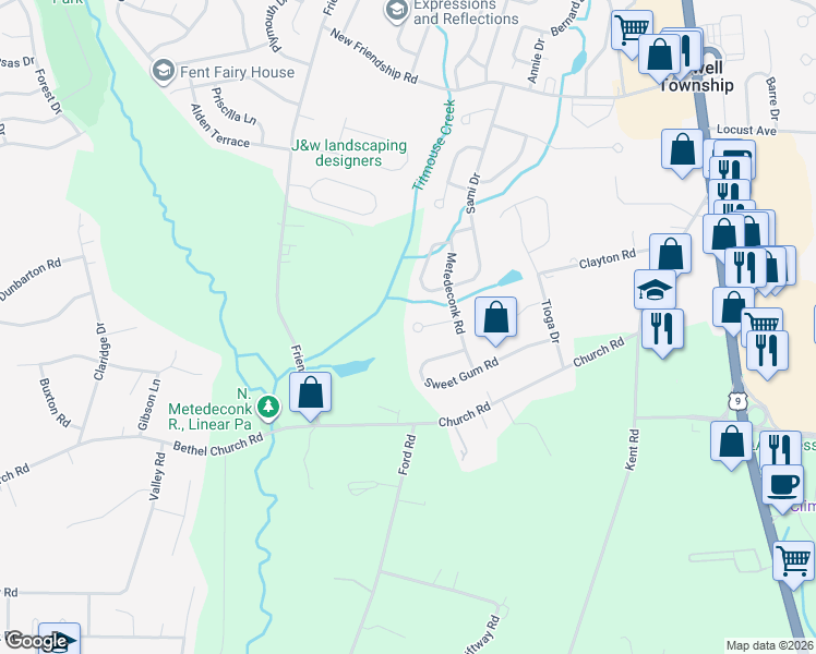 map of restaurants, bars, coffee shops, grocery stores, and more near 14 Hawk Court in Howell Township
