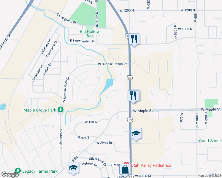 map of restaurants, bars, coffee shops, grocery stores, and more near 245 North 1900 West in Mapleton