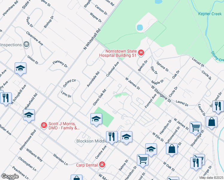 map of restaurants, bars, coffee shops, grocery stores, and more near 917 Northridge Drive in Eagleville