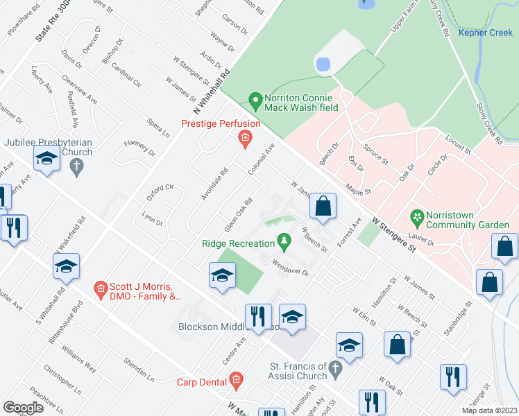 map of restaurants, bars, coffee shops, grocery stores, and more near 917 Northridge Drive in Eagleville