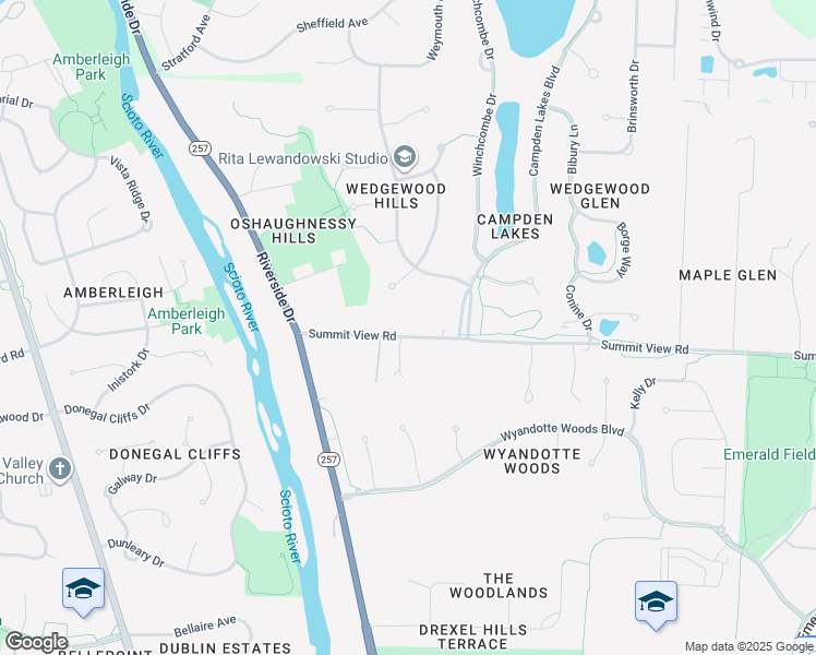 map of restaurants, bars, coffee shops, grocery stores, and more near 4436 Summit View Road in Dublin
