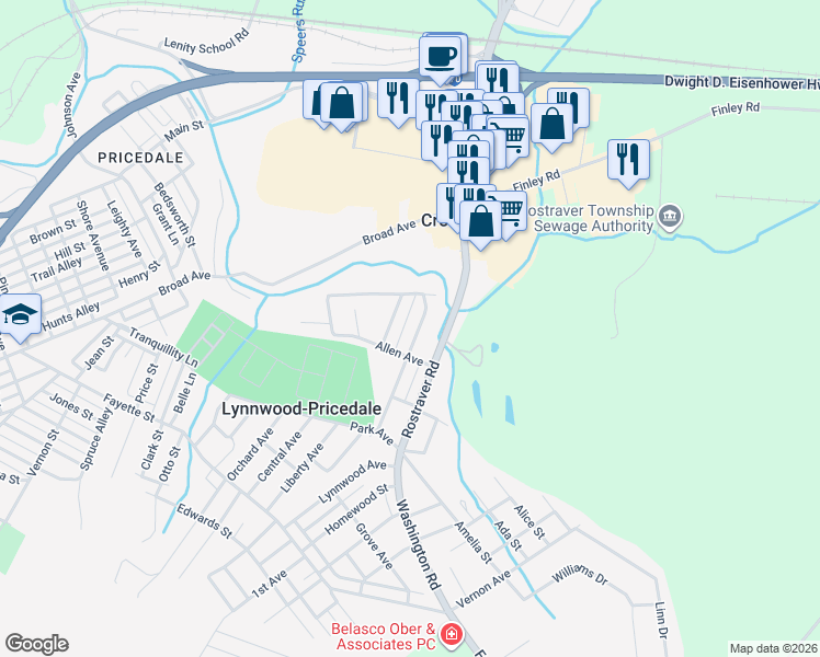 map of restaurants, bars, coffee shops, grocery stores, and more near 209 Roberts St in Belle Vernon