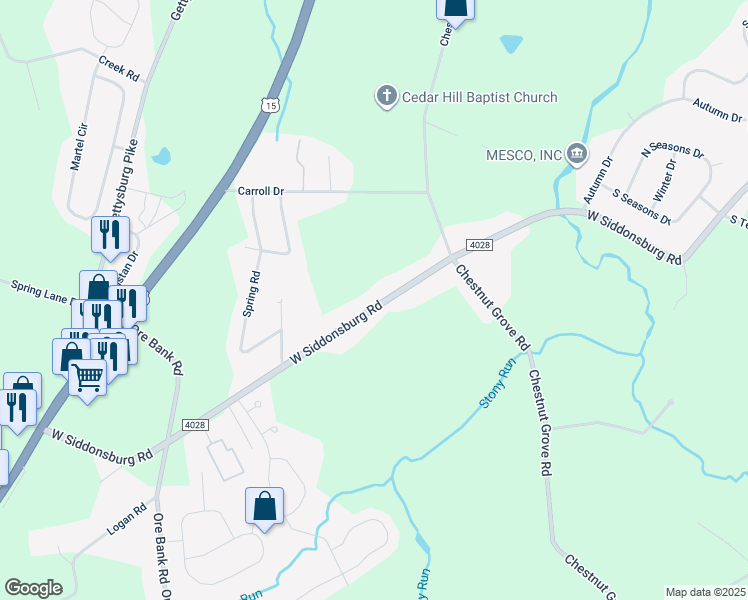 map of restaurants, bars, coffee shops, grocery stores, and more near 718 West Siddonsburg Road in Dillsburg