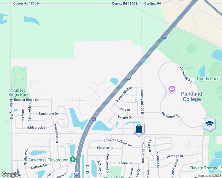 map of restaurants, bars, coffee shops, grocery stores, and more near 3319 Stoneway Court in Champaign