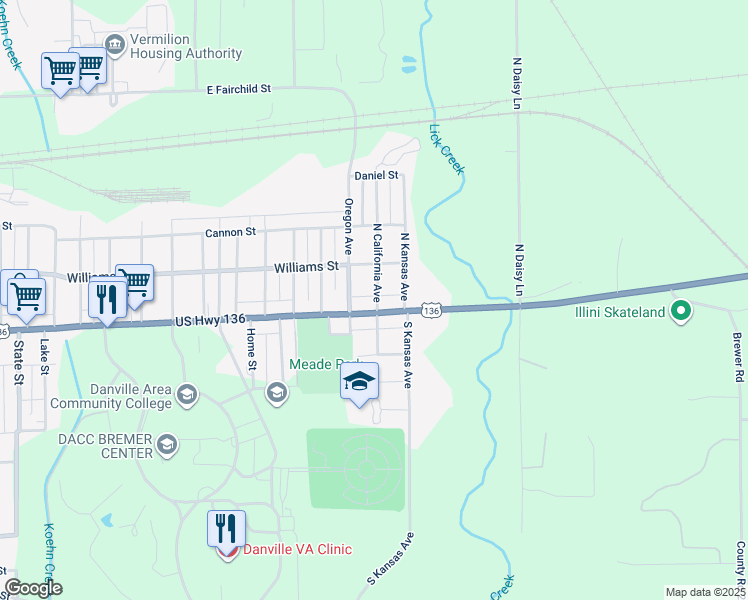 map of restaurants, bars, coffee shops, grocery stores, and more near 26 North California Avenue in Danville