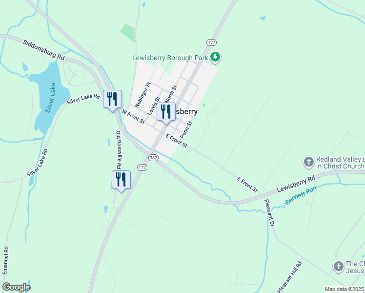 map of restaurants, bars, coffee shops, grocery stores, and more near 315 West Front Street in Lewisberry