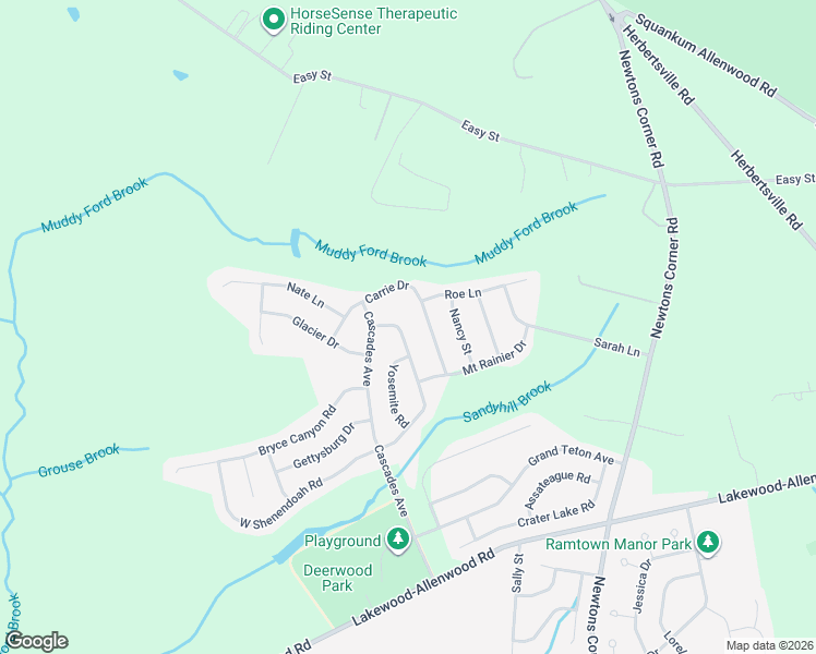 map of restaurants, bars, coffee shops, grocery stores, and more near 11 East Shenendoah Road in Howell Township