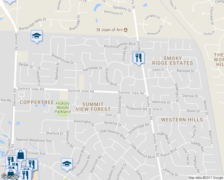map of restaurants, bars, coffee shops, grocery stores, and more near 2222 Summit View Road in Powell