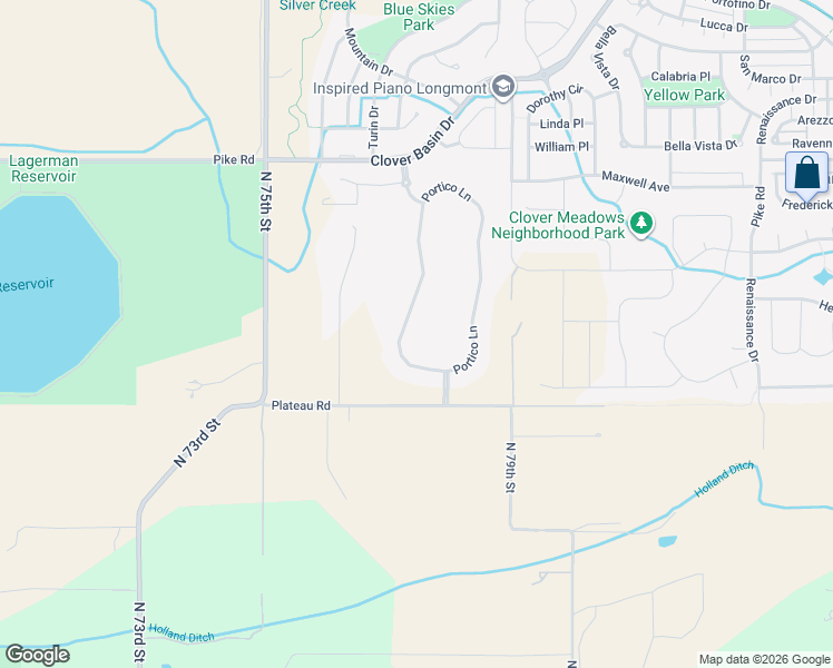 map of restaurants, bars, coffee shops, grocery stores, and more near 8652 Portico Lane in Longmont
