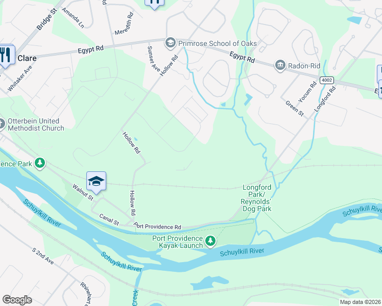 map of restaurants, bars, coffee shops, grocery stores, and more near 700 Schell Lane in Phoenixville
