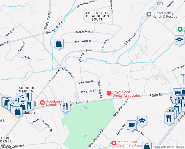map of restaurants, bars, coffee shops, grocery stores, and more near 29 Buckwalter Road in Eagleville