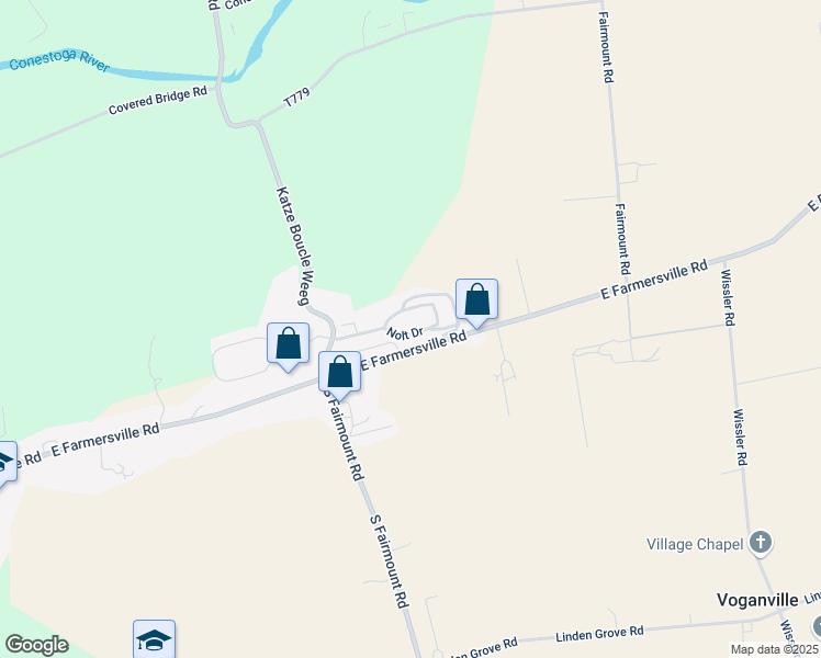 map of restaurants, bars, coffee shops, grocery stores, and more near 7 Nolt Drive in Ephrata