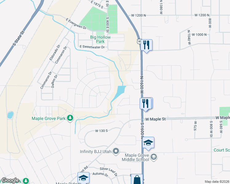 map of restaurants, bars, coffee shops, grocery stores, and more near 245 North 1900 West in Mapleton