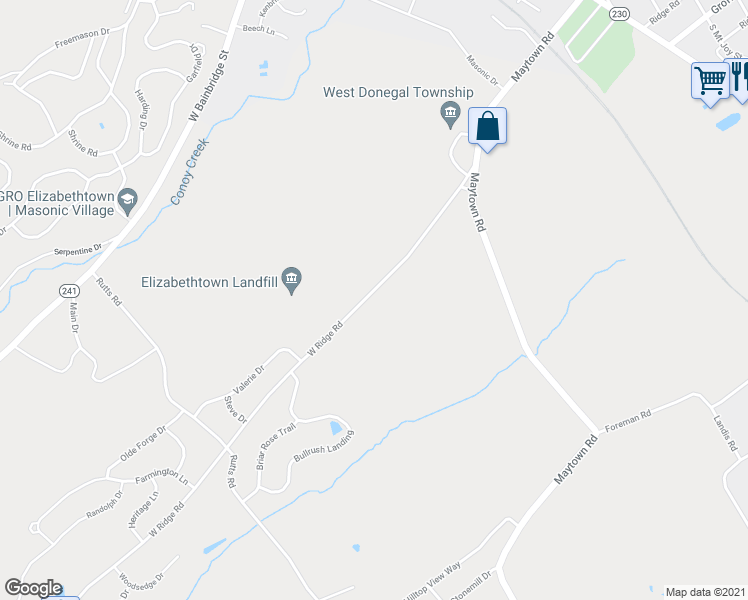 map of restaurants, bars, coffee shops, grocery stores, and more near 226 Ridge Run Road in Mount Joy